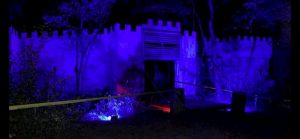 paintball haunted house at night